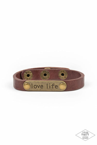 Love Life - Brass - Paparazzi Inspirational Snap Bracelet