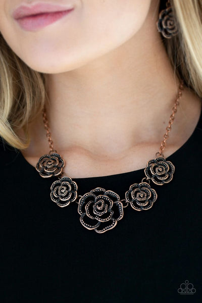 Primrose Princess - Copper - Paparazzi Flower Necklace