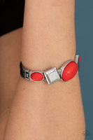 Abstract Appeal - Red - Paparazzi Hinged Bracelet