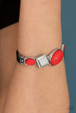 Abstract Appeal - Red - Paparazzi Hinged Bracelet