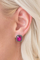 Grand GLAM - Pink - Paparazzi Post Earrings