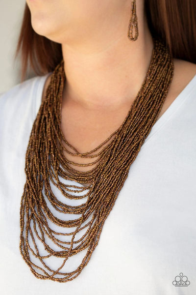 Dauntless Dazzle - Copper - Paparazzi Seed Bead Necklace