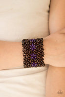 Bahama Babe - Purple - Paparazzi Stretchy Wood Bracelet #2423 (D)