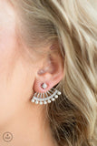 Drama Queen Dimension - White - Paparazzi Double Post Earrings