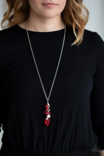 Crystal Cascade - Red - Paparazzi Necklace #283 (D)