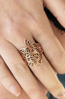 Banded Butterflies - Copper - Paparazzi Ring Butterfly Ring