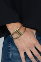 Paparazzi - Geo Glam - Brass Cuff Hinged Bracelet #3350 (D)