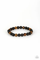 Top Ten Zen - Brown - Paparazzi Lava Beads Stretchy Bracelet