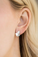 Fire Drill - Silver - Paparazzi Post Earring