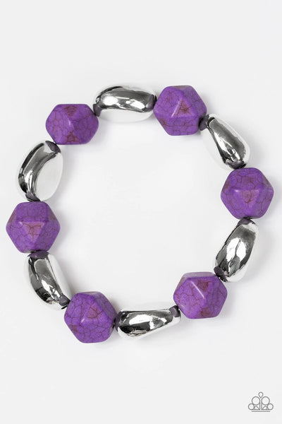 Rock Candy Canyons - Purple - Paparazzi Stretchy Bracelet