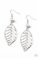BOUGH Out - Silver - Paparazzi Leaf Earrings