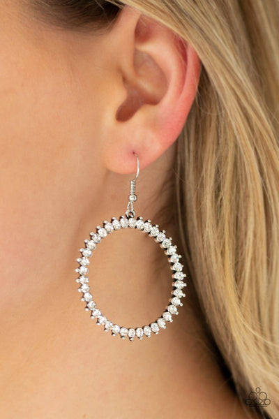 Spark Their Attention - White - Paparazzi earrings