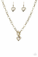 Paparazzi - Princeton Princess - Brass Heart Toggle Closure Necklace