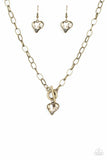 Paparazzi - Princeton Princess - Brass Heart Toggle Closure Necklace