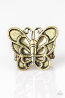 Sky High Butterfly - Brass - Paparazzi Butterfly Ring