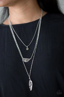 Sahara Sparrow - Green - Paparazzi Feather Necklace