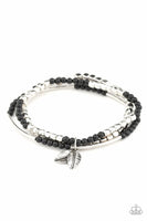 Desert Wanderer - Black - Paparazzi Leaf Stretchy Bracelet