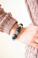 Paparazzi - Stone Age Stunner - Black Stretchy Bracelet #308 (D)
