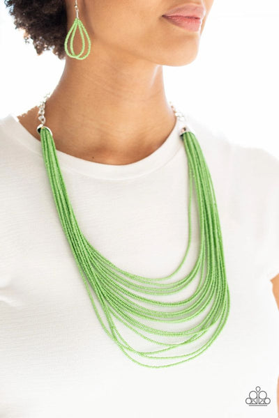 Peacefully Pacific - Green - Paparazzi Seed Beads Necklace