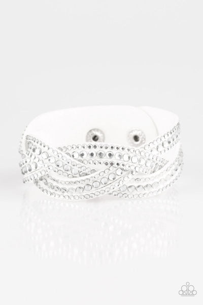 Paparazzi - Bring On The Bling - White Snap Bracelet