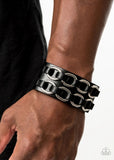 Throttle It Out - Black - Paparazzi Leather Urban Snap Bracelet