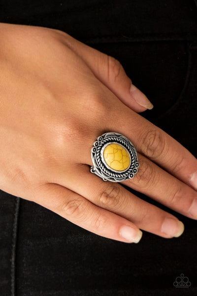 Tumblin Tumbleweeds - Yellow - Paparazzi Ring