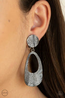 Printed Perfection - Black - Paparazzi Clip-on Earrings
