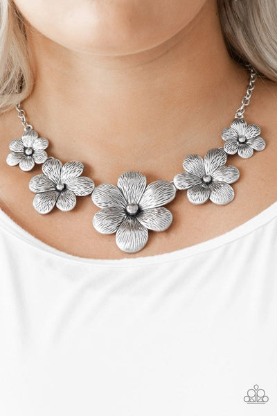 Secret Garden - Silver - Paparazzi Flowers Necklace