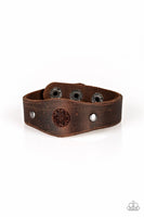 Paparazzi - Pleasantly Pioneer - Brown Leather Snap Bracelet #3381