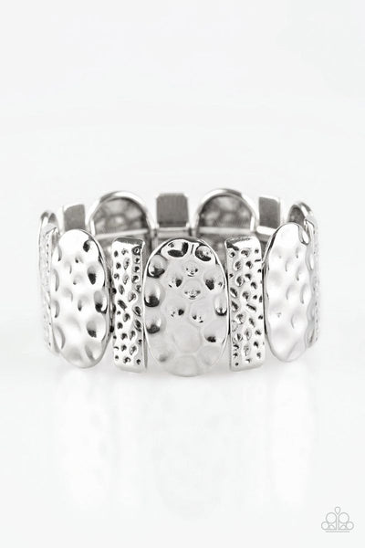 Cave Cache - Silver - Paparazzi Stretchy Bracelet