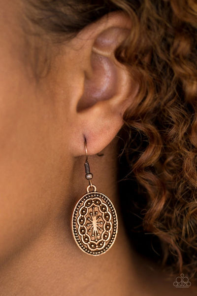 Ancient Wonders - Copper - Paparazzi Earrings #4355 (D)