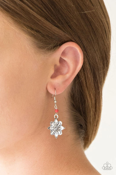 Cactus Blossom - Red - Paparazzi Earrings