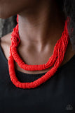 Right As RAINFOREST - Red - Paparazzi Seed Beads Necklace #556
