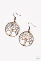 My TREEHOUSE Is Your TREEHOUSE - Copper - Paparazzi Tree of Life Earrings