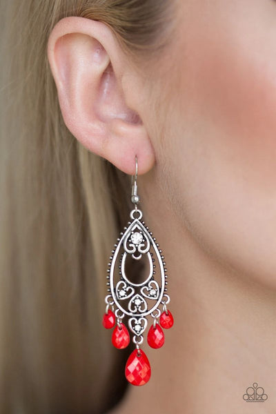 Fashion Flirt - Red - Paparazzi Earrings #5000 (D)