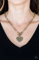 Victorian Romance - Brass - Paparazzi Heart Toggle Necklace