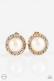 Dont Forget Your Glass Slipper! - Gold - Paparazzi Clip-On Earrings #2412 (D)