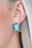 Paparazzi - Center STAGECOACH - Blue Post Earrings #2655 (D)