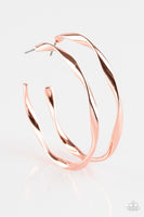 Plot Twist - Copper - Paparazzi Hoop Earrings