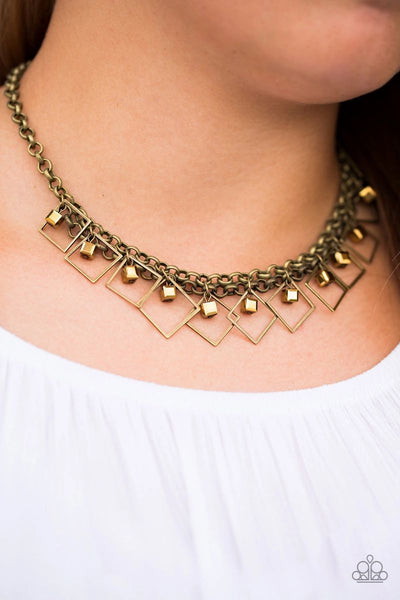 GEO Down In History - Brass - Paparazzi Necklace