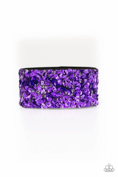 Starry Sequins - Purple - Paparazzi Snap Sequins Bracelet