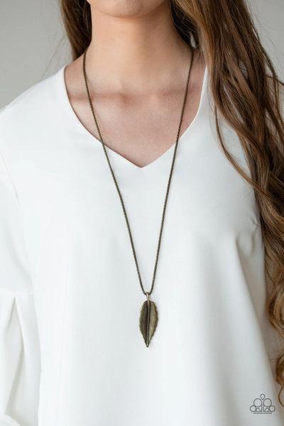 Feather Forager - Brass - Paparazzi Necklace