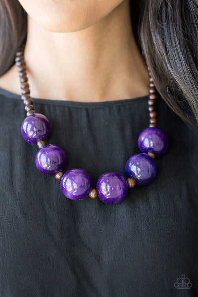 Paparazzi - Oh My Miami - Purple Wood Necklace #3366