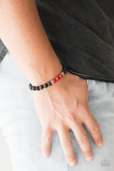 Wisdom - Red - Paparazzi Stretchy Lava Beads Bracelet
