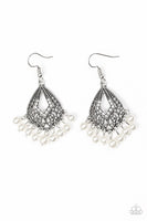 Gracefully Gatsby - White - Paparazzi Earrings
