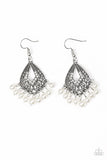 Gracefully Gatsby - White - Paparazzi Earrings