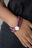 Paparazzi - Posh and Posy - Purple Stretchy Flower Bracelet #2663 (D)