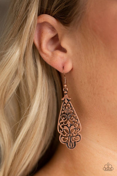 Greenhouse Goddess - Copper - Paparazzi Earrings