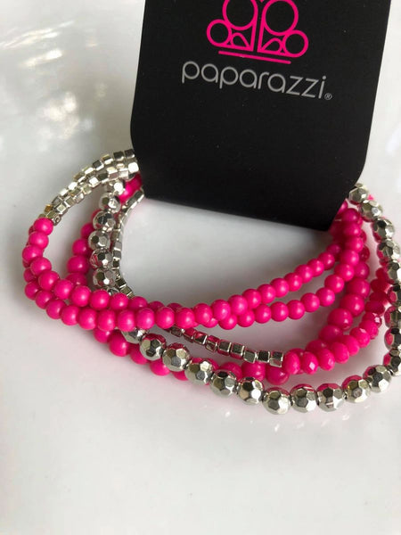 Colorfully Chromatic - Pink - Paparazzi Stretchy Bracelet #578 (D)
