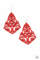 Paparazzi - Powers of ZEN - Red Wood Earrings #4076 (D)